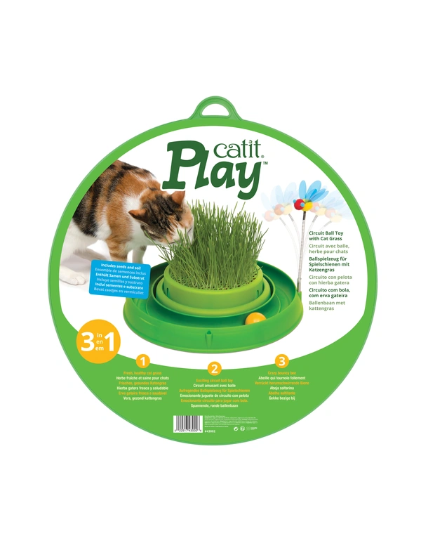 catit Play 3in1 Ballspielzeug für Spielschienen mit Katzengras