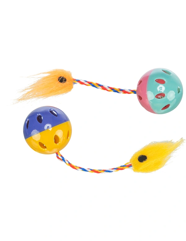 TRIXIE 2er-Set Rasselbälle mit Schwanz