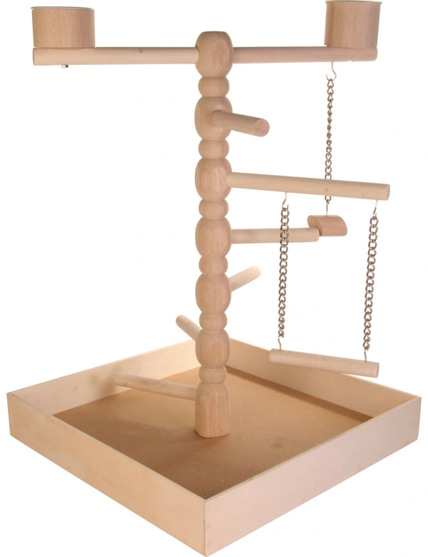 TRIXIE Spielplatz Holz mit 2 Näpfen