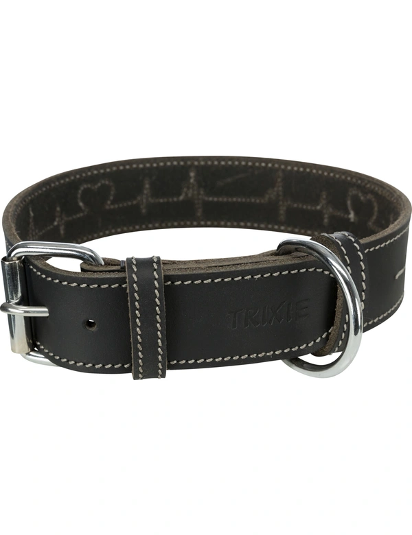 TRIXIE Rustic Fettleder-Halsband Heartbeat