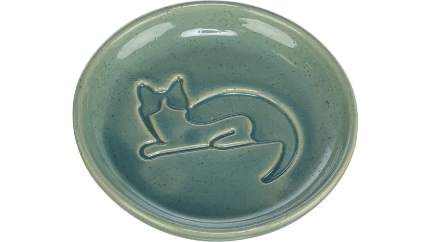 Produktbild von Trixie 2452 Keramiknapf 2,3 Liter - Creme/Blau Für Hunde Und Katzen